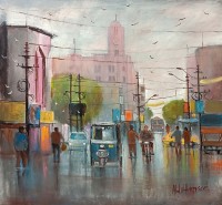 Abdul Hameed, 24 x 24 inch, Acrylic on Canvas, Cityscape Painting, AC-ADHD-200 Abdul Hameed, 24 x 24 inch, Acrylic on Canvas, Cityscape Painting, AC-ADHD-200